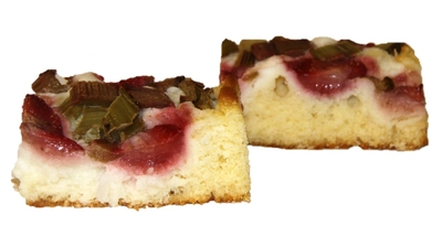 Strawberry and rhubarb quark cake